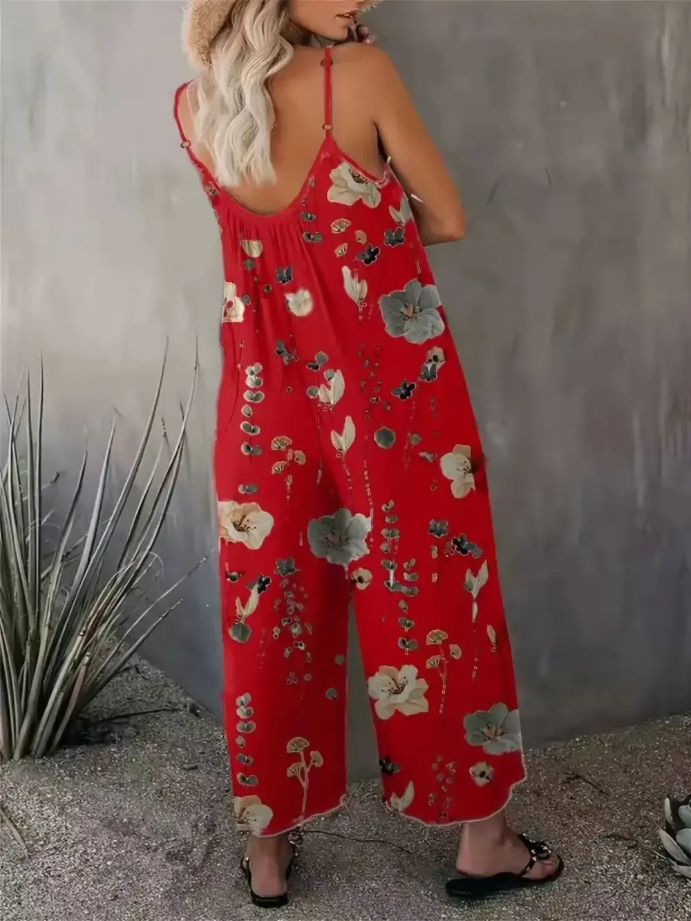 Comfortable Loose Jumpsuit, Perfect Vacation Selection, Just Right Pocket Design, U Neck Ruched Fit