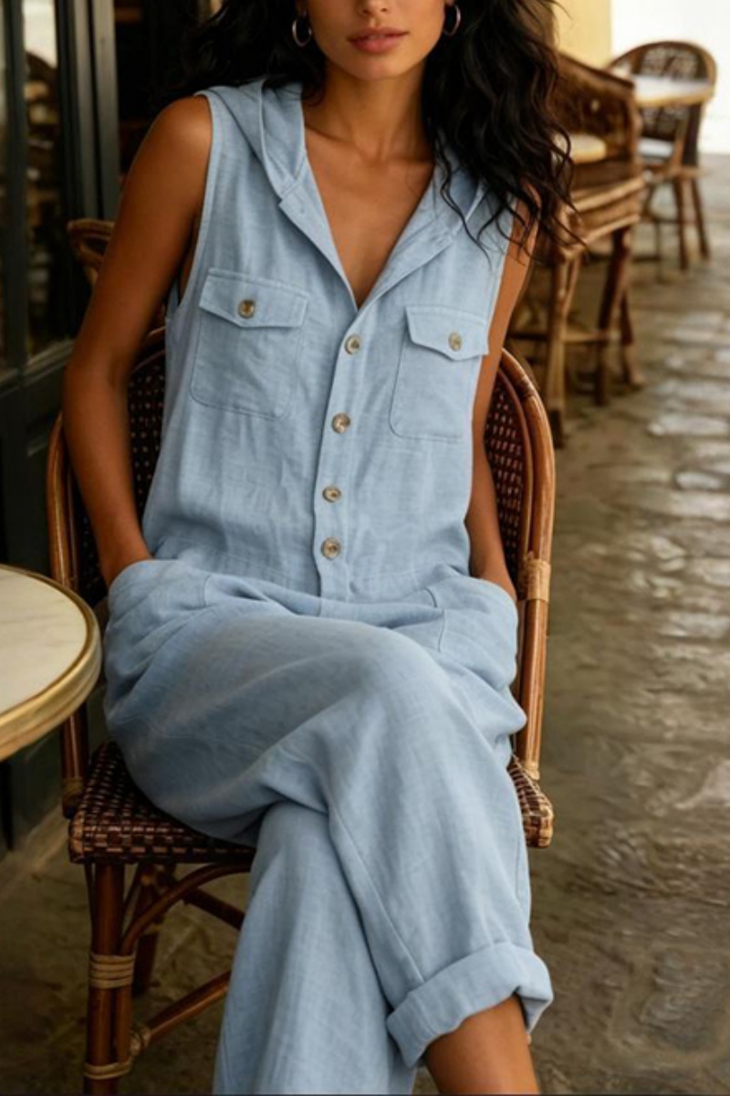 Casual Linen Sleeveless Women'S Hoodie