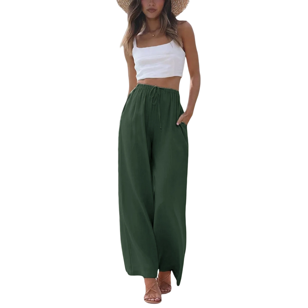 Women's Lightweight Wide Leg Palazzo Pants with Pockets☁️