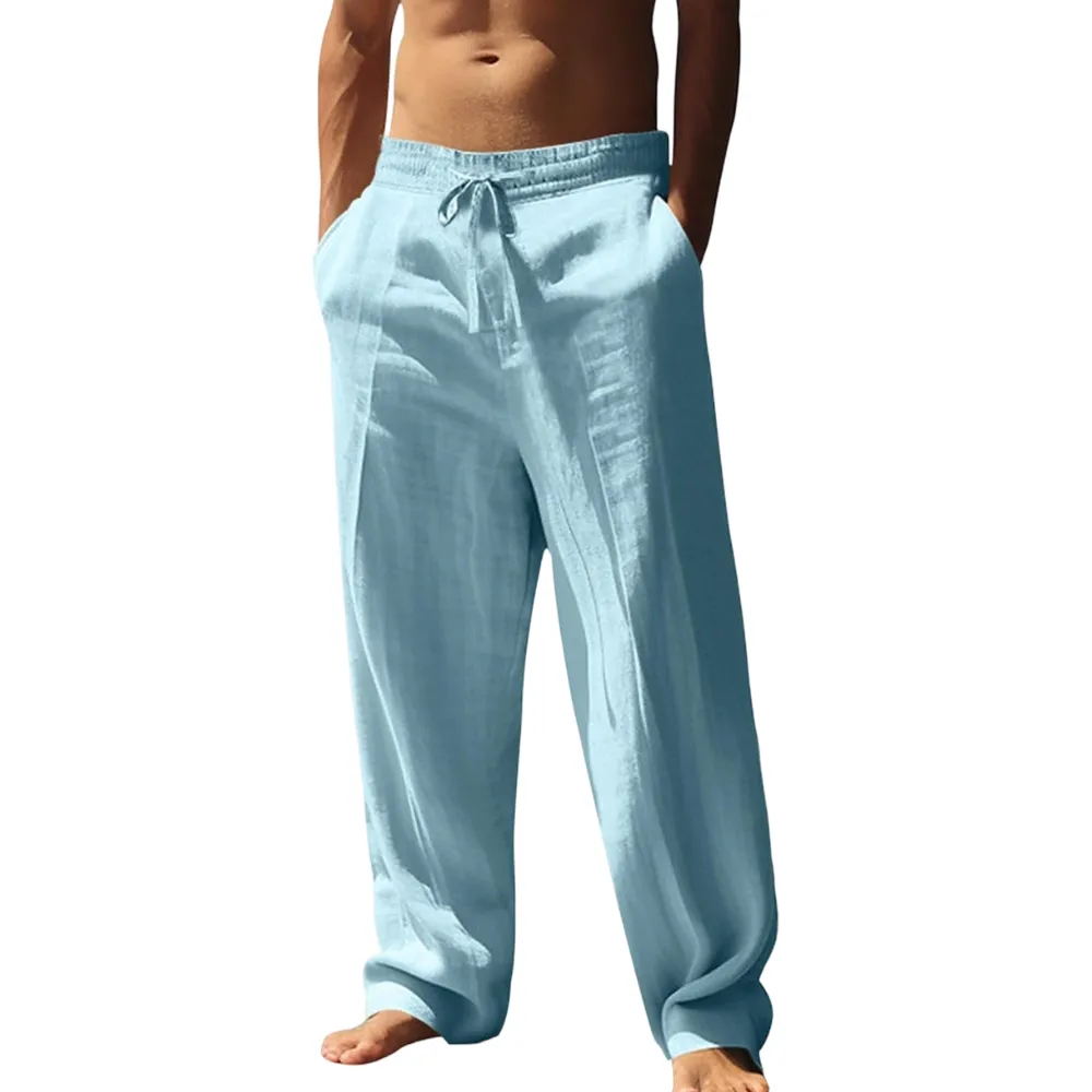 🔥8-pack $24 - Men's linen casual straight leg trousers