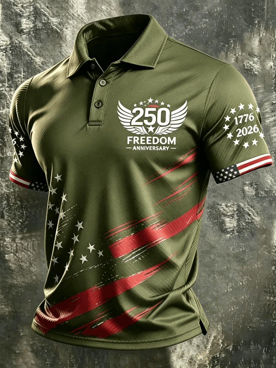 Men's 250th Anniversary Independence Day Art Print Casual Polo