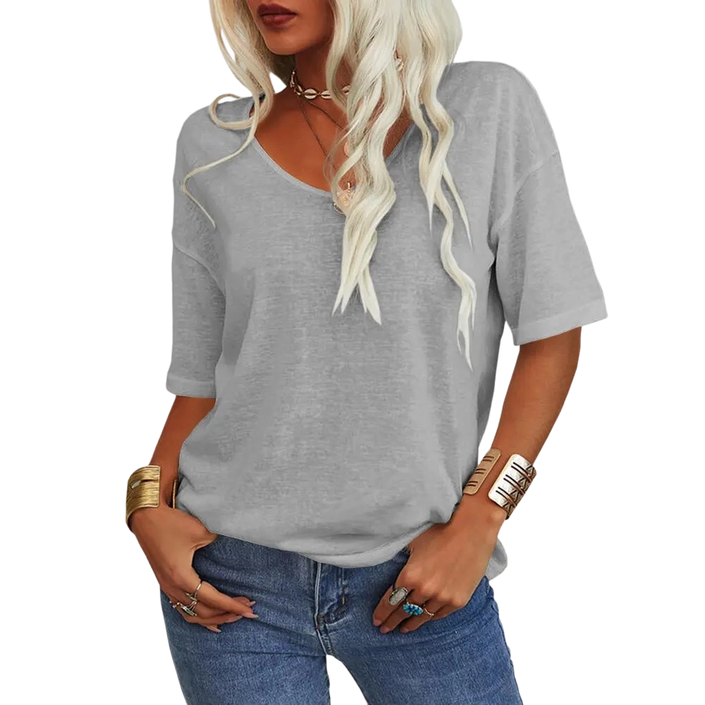 Women’s Soft V-Neck Casual Loose Fit T-Shirt