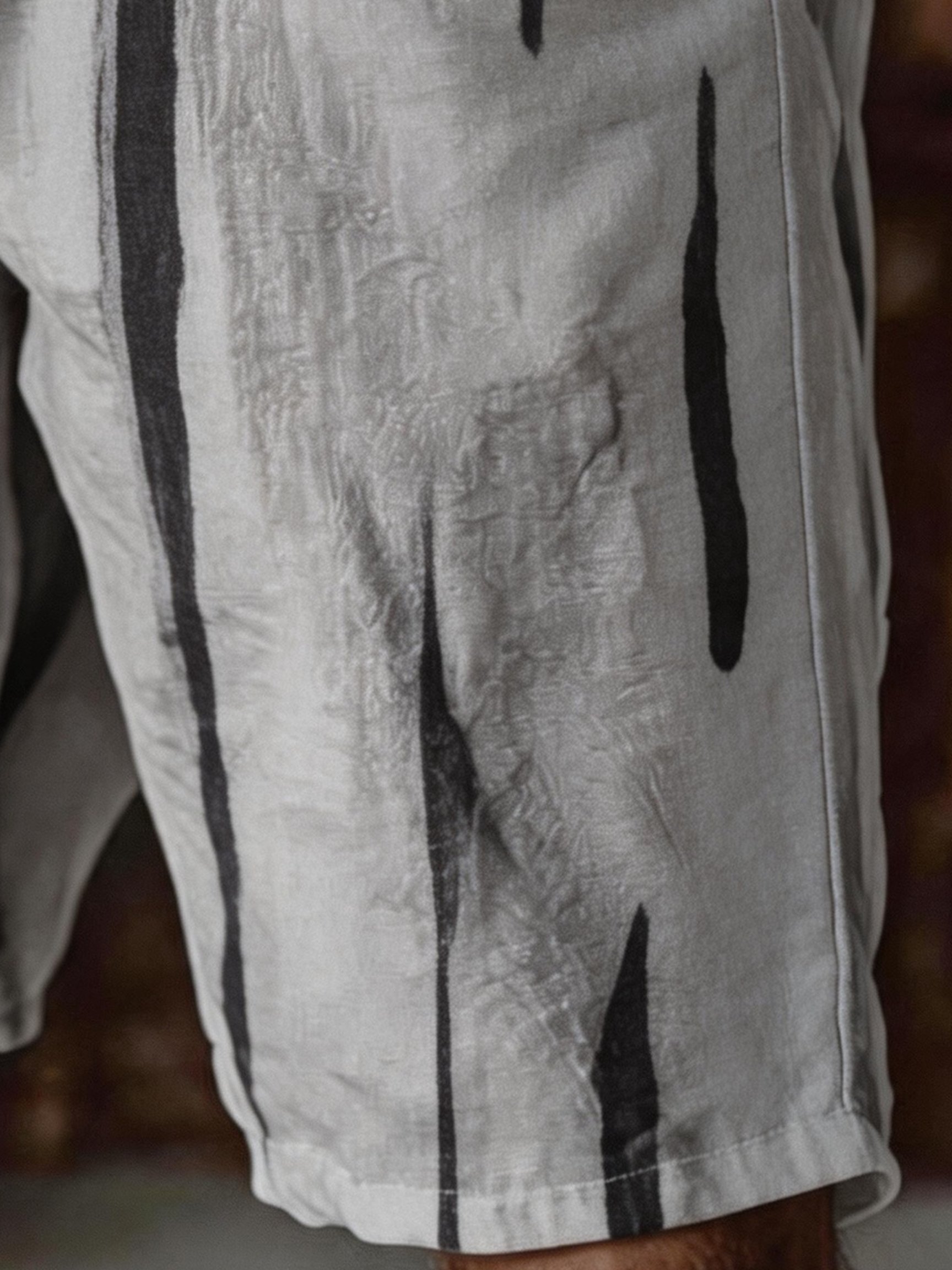 Men's Casual Vacation Cotton-Linen Color-Block 