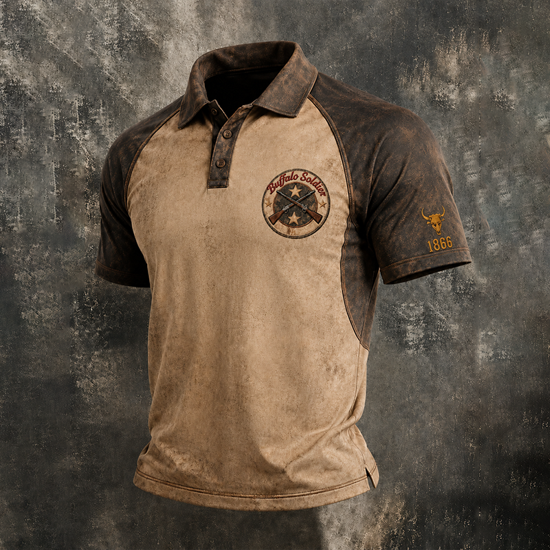 Men's Buffalo Soldier Summer Short-Sleeve Polo Shirt