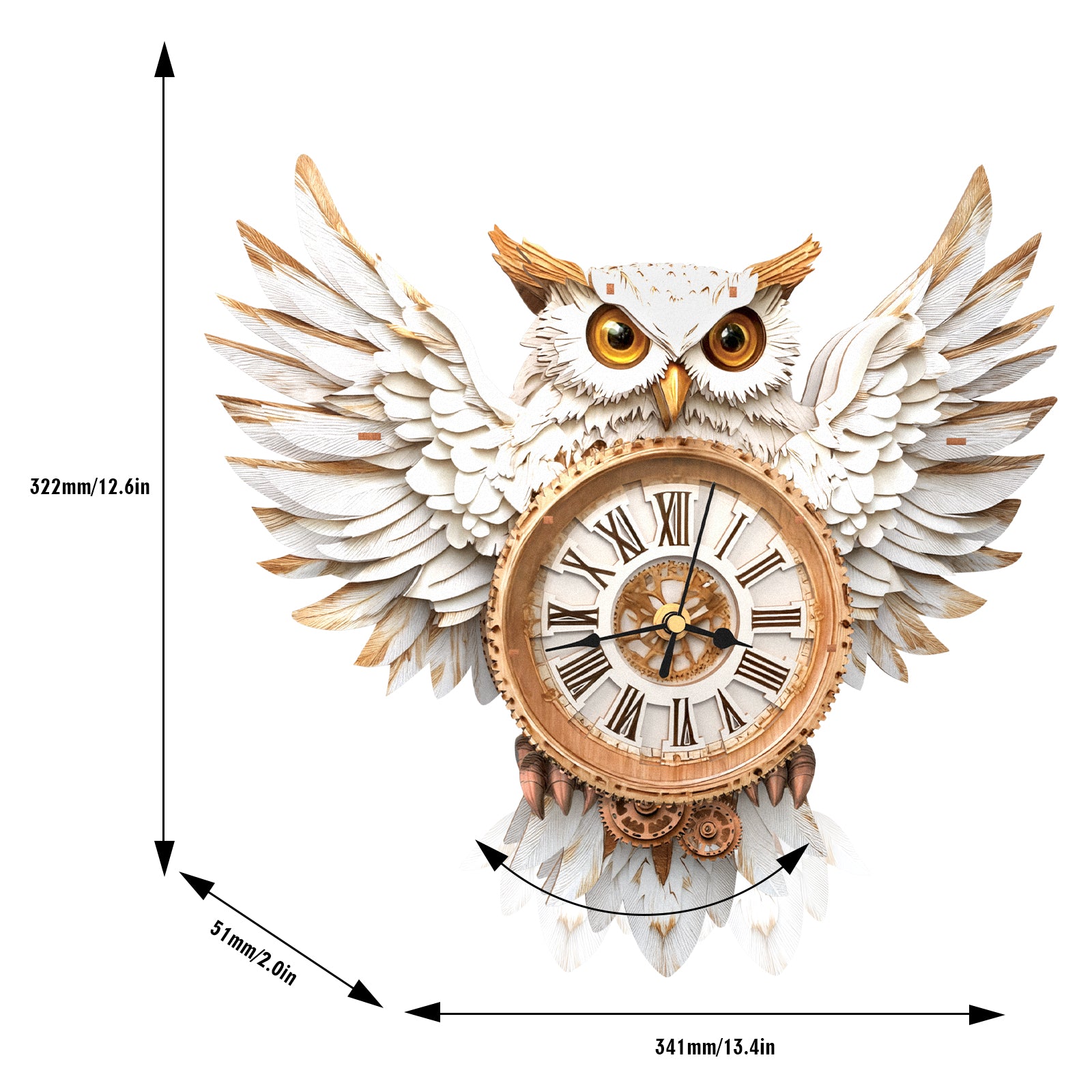 Snowy OwlDIY Wooden Clock, 3D Puzzle Craft Kit