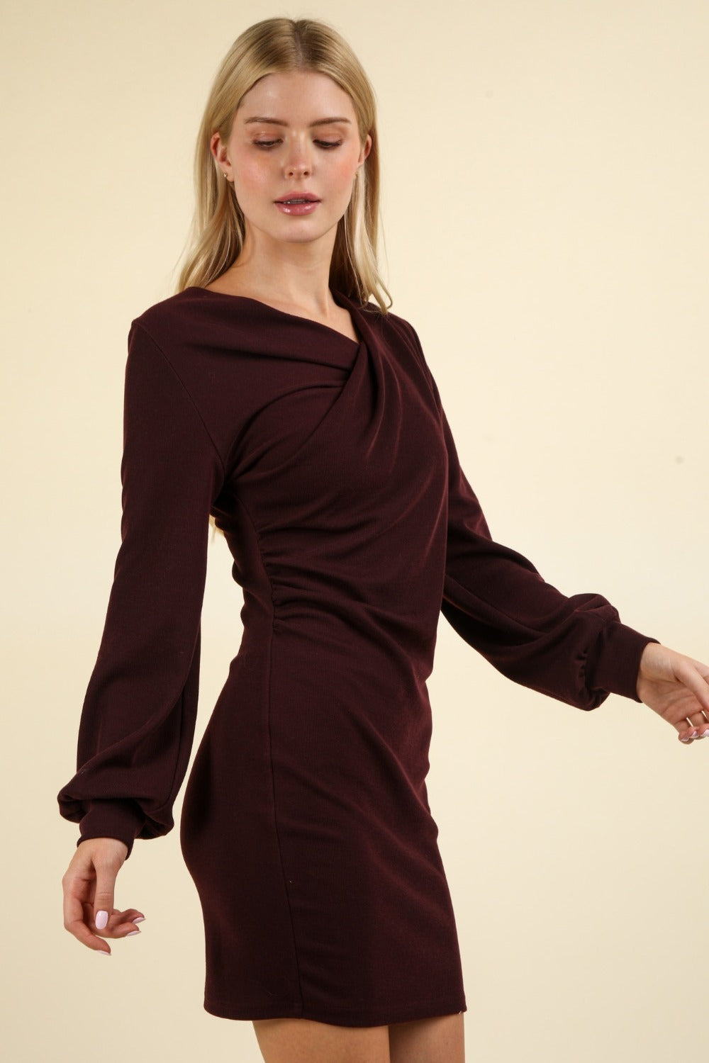 Very J Ruched Detail Bodycon Mini Dress