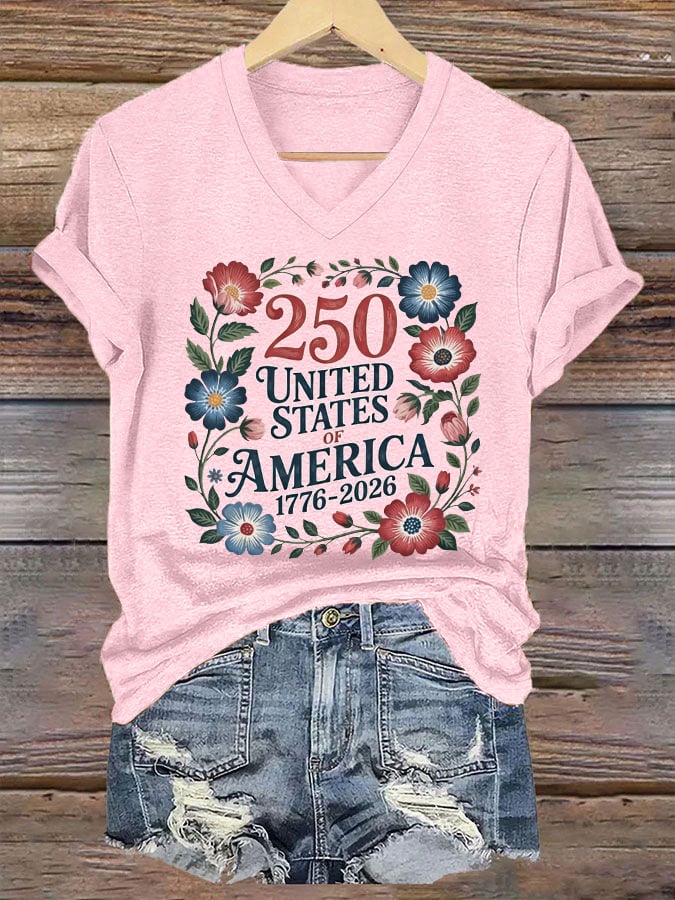 Women's 250th Anniversary American Casual Printed Short-Sleeve T-Shirt