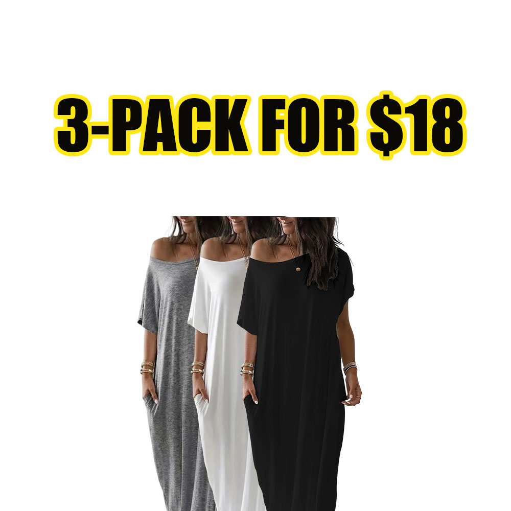 Solid Batwing Lounge Dress – Comfy Short Sleeve Relaxed Homewear & Sleep Dress