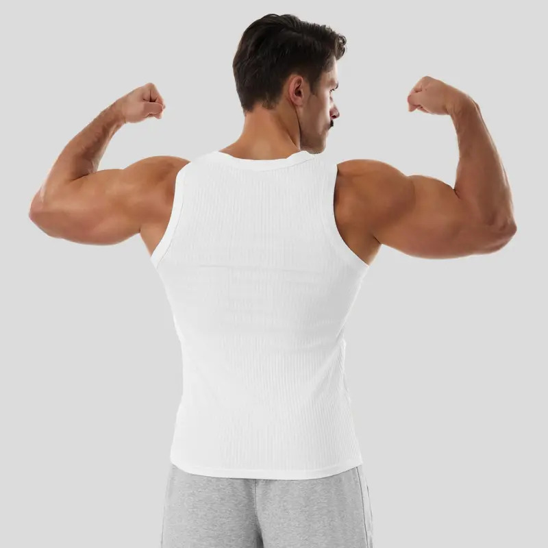 Men's Wide-Strap Ribbed Tank Top — High-Stretch, Breathable Muscle Vest