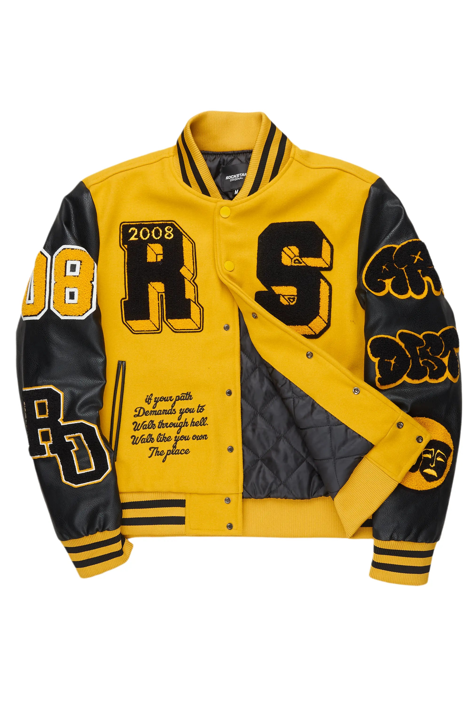 Leslee Black/Yellow Oversized Varsity Jacket