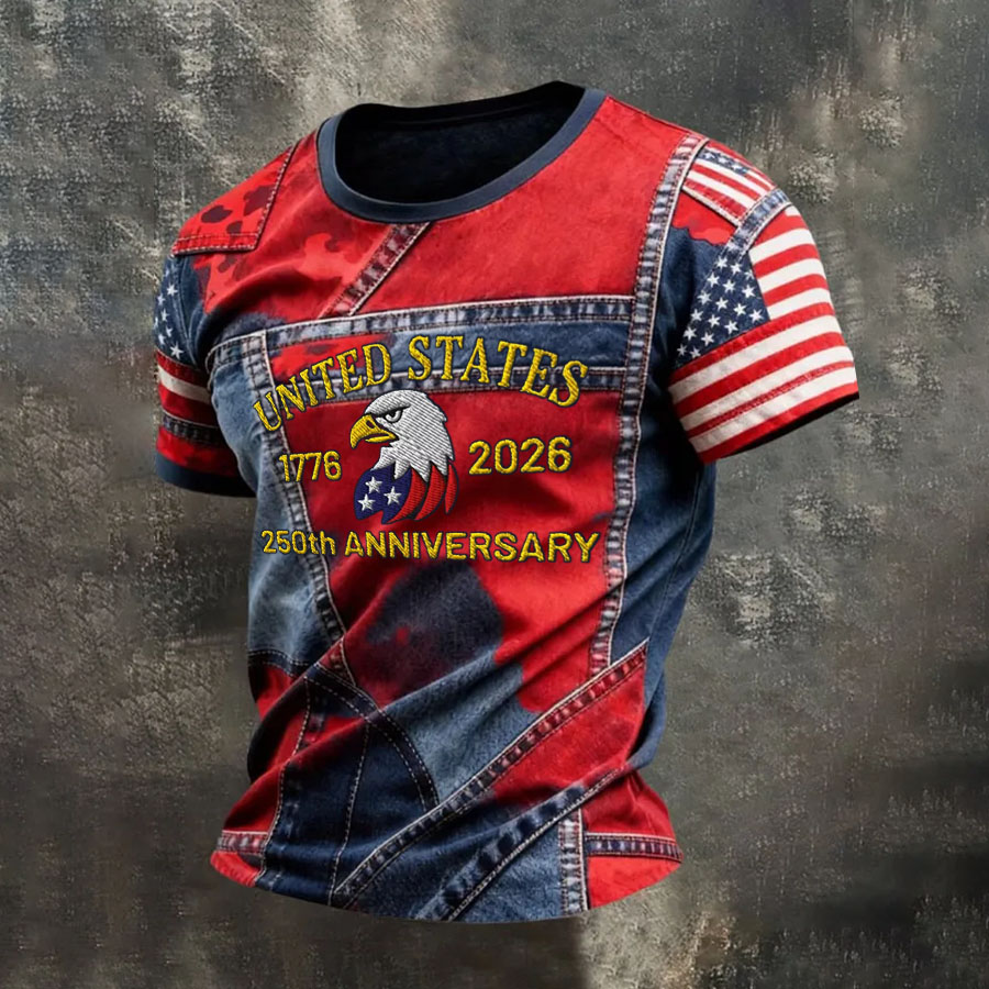 Men'S American Flag Commemorative 250Th Anniversary Classic Pattern Short Sleeve T-Shirt