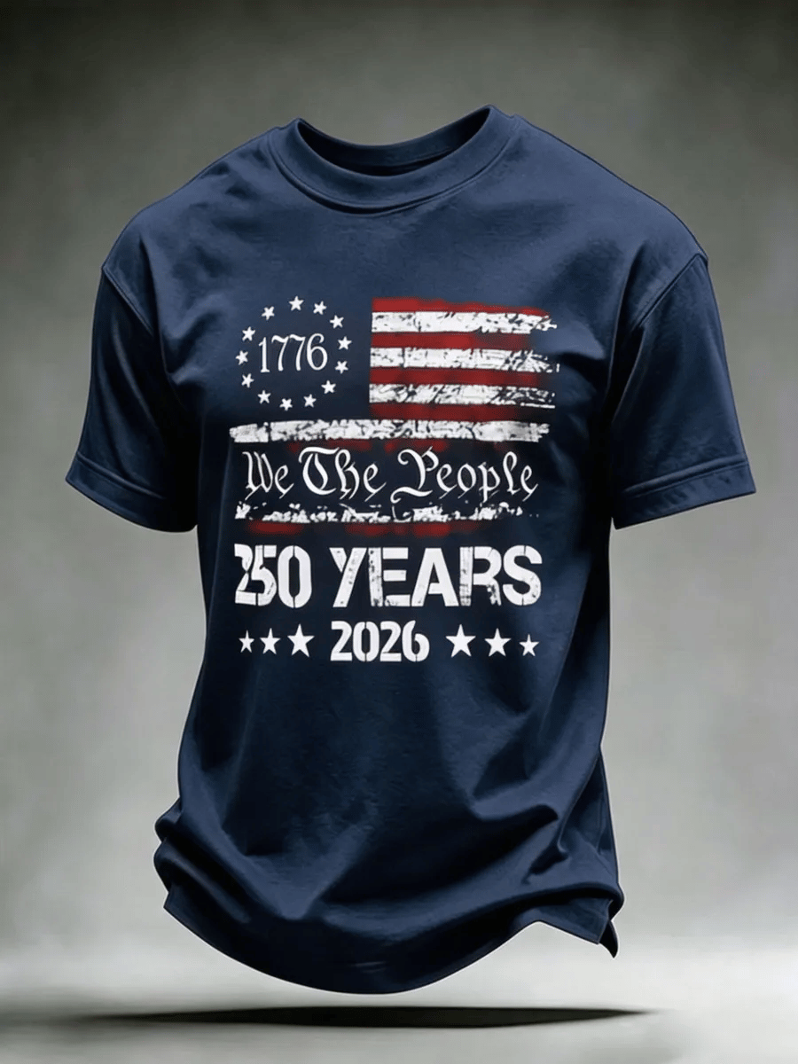 Men's  Independence Day We The People 1776-2026  Print Casual T-shirt