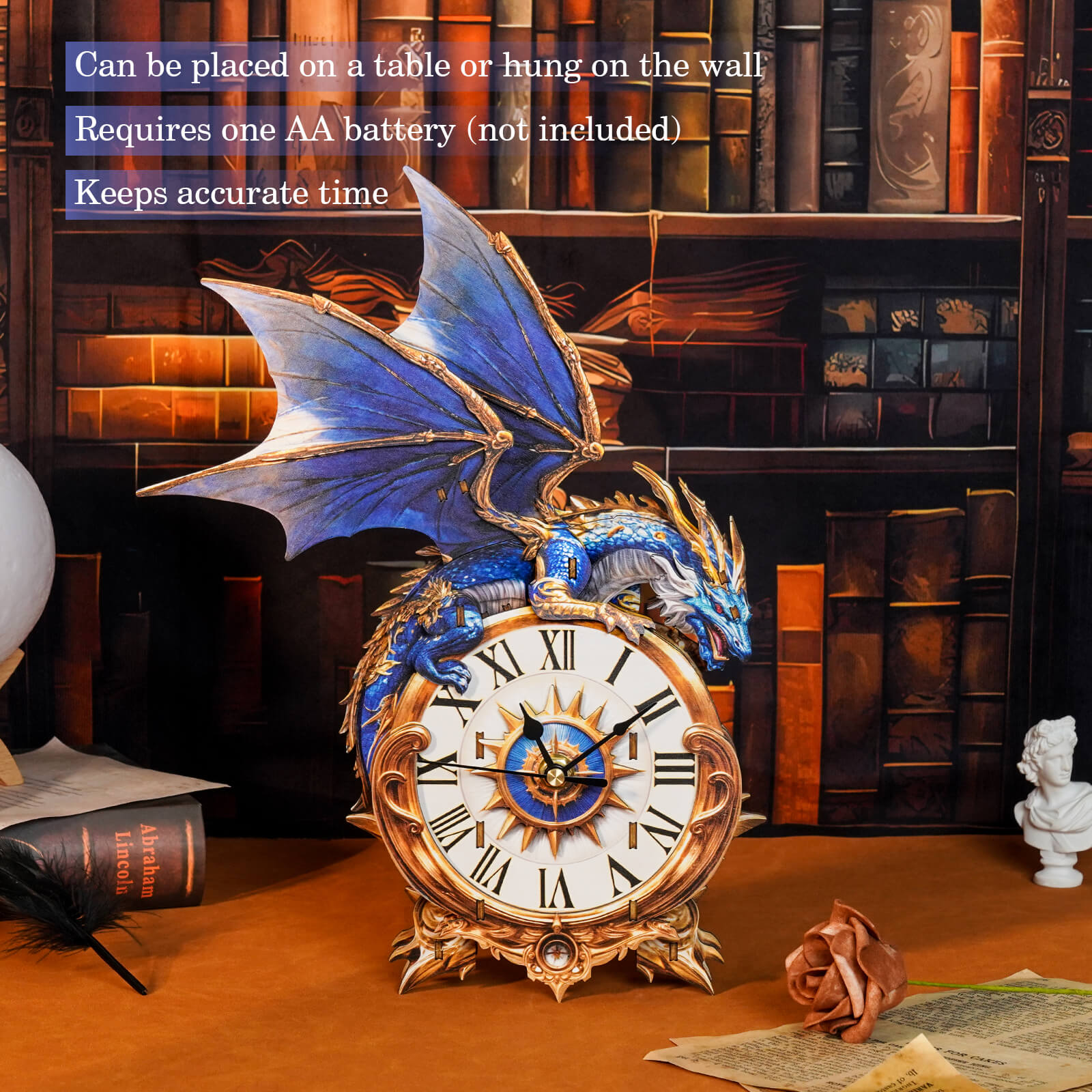 Blue DragonDIY Wooden Clock, 3D Puzzle Craft Kit