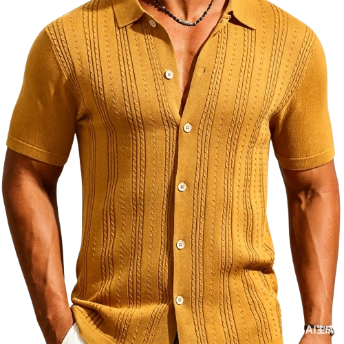 Men's Knitted Polo Shirt — Summer Beach & Vacation Top