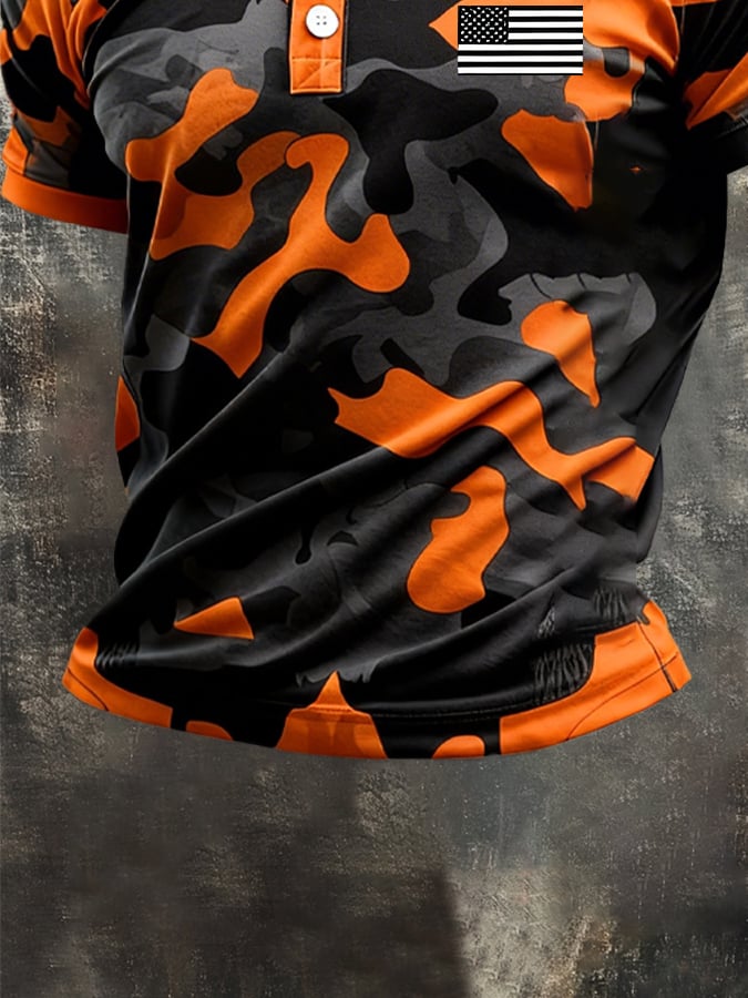 Men's Retro Patriot Camouflage Patchwork T-shirt