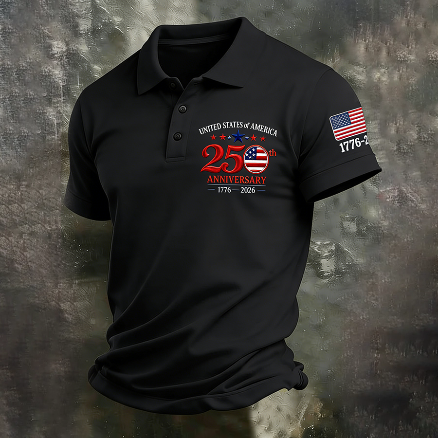 Men'S Business And Leisure Polo Shirt Commemorative Of The Founding Of The United States