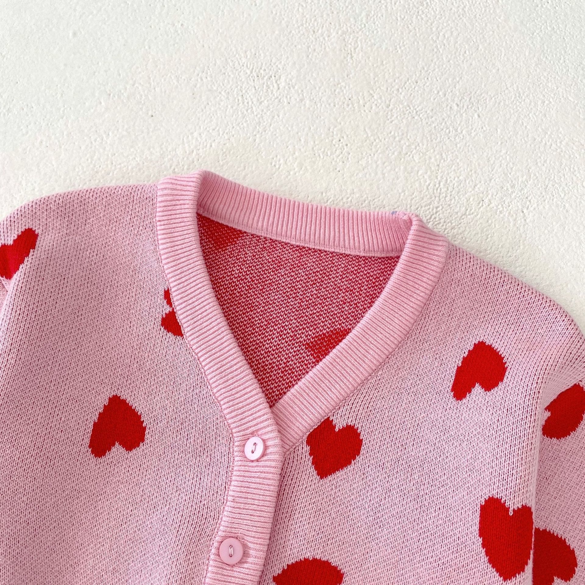 Baby Knitted V-neck Heart Cardigan