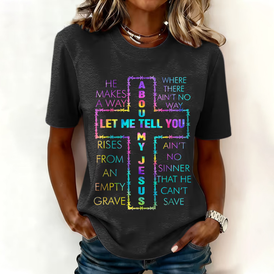 Women's Casual Faith Print Short-Sleeve T-Shirt