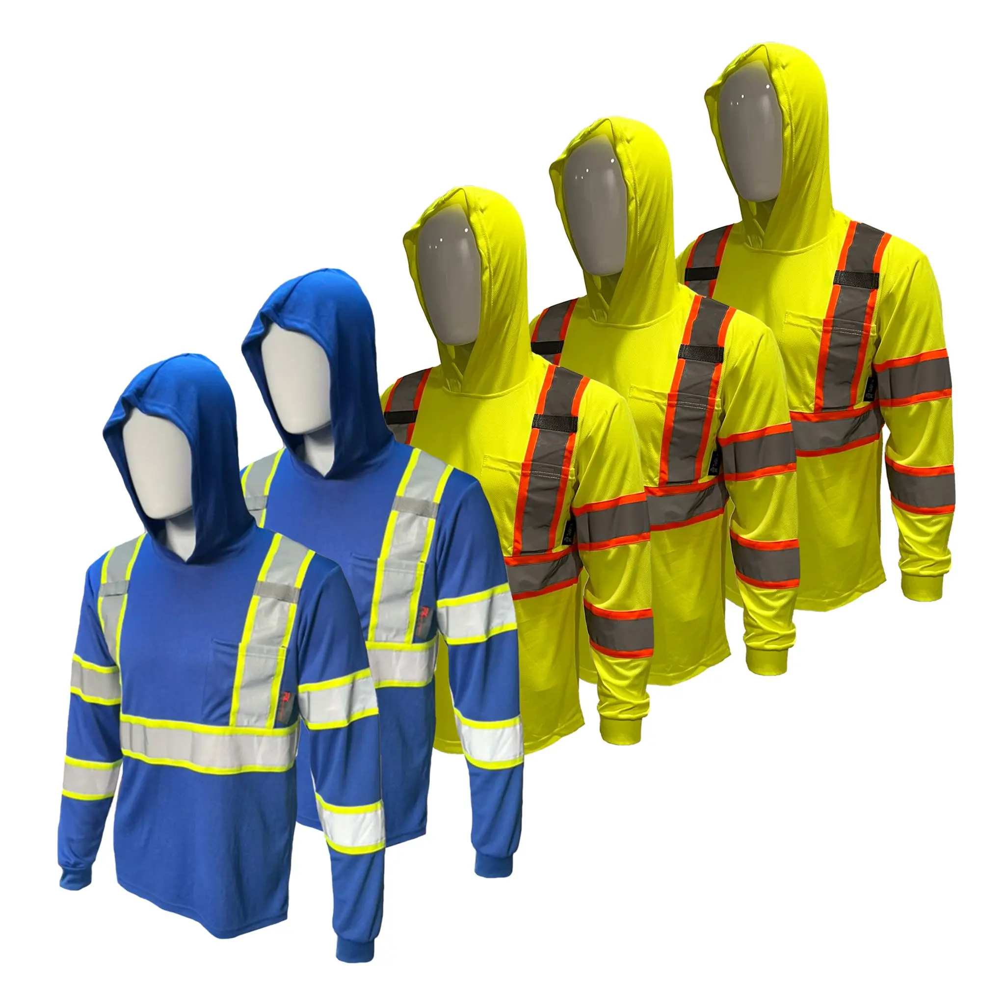 5 PACK SHIRT ST908 High Visibility Hoodie Long Sleeve Safety Shirt with hoodie Polyester Birdeye Mesh in various color