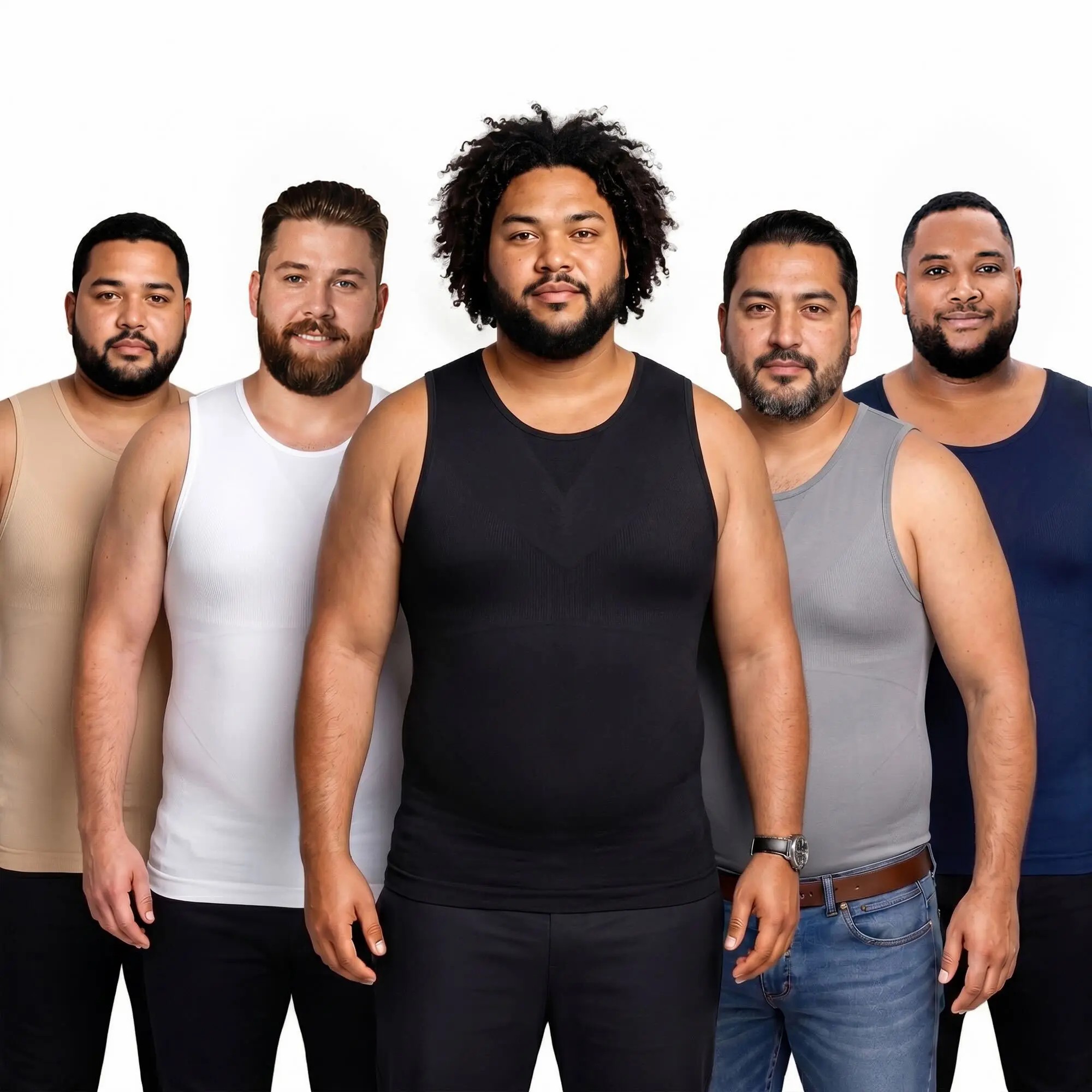 Men’s Tall Fit Compression Shapewear Clothing Shirt - Tummy Control Slimming Undershirt