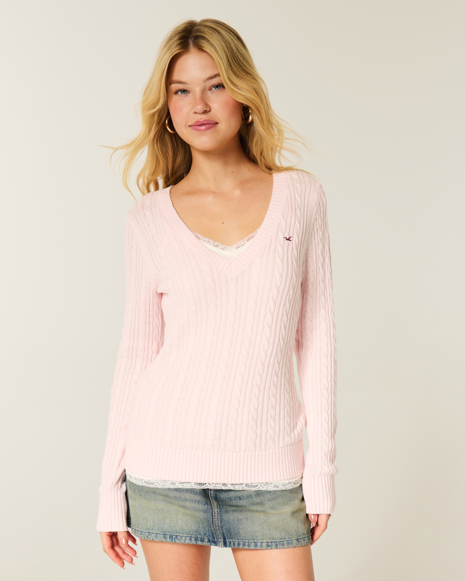 Cable-Knit Icon V-Neck Sweater