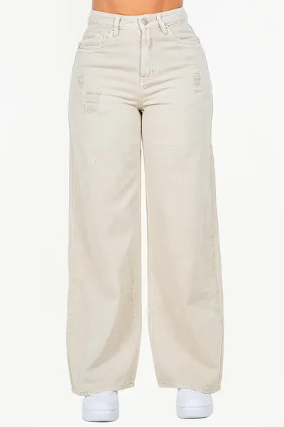 High Waist Distressed Wide Leg Jeans