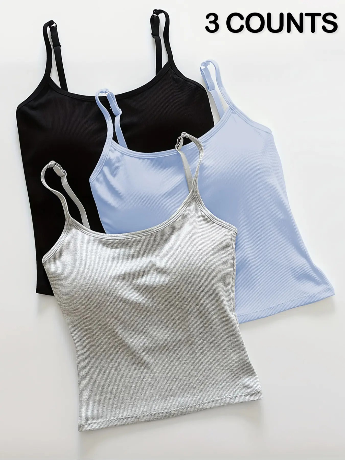 Women's Solid Ribbed Cami Top, Fitted Casual Sleeveless Crop Top for Daily Wear, Ladies Underwear for Summer