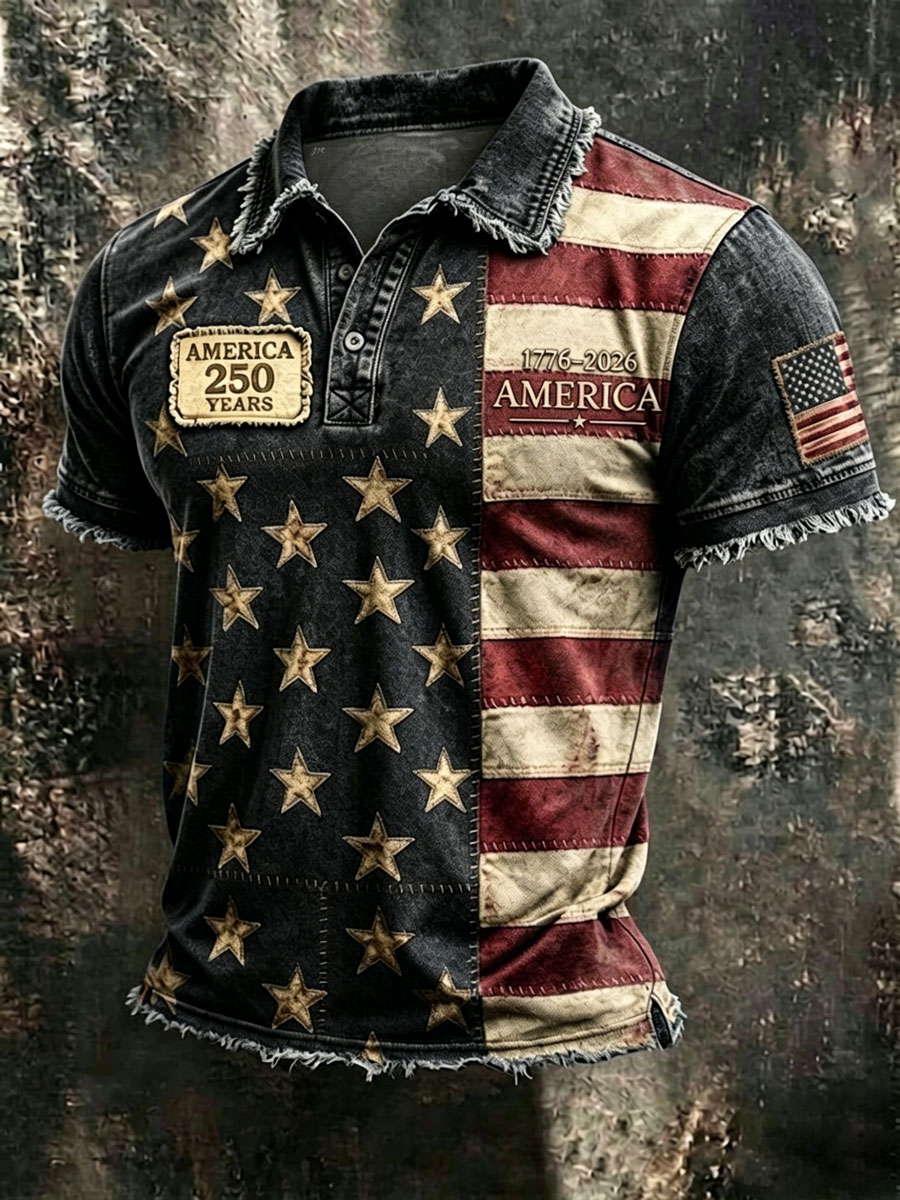 Men'S 250Th Anniversary Printed Casual Polo Shirt
