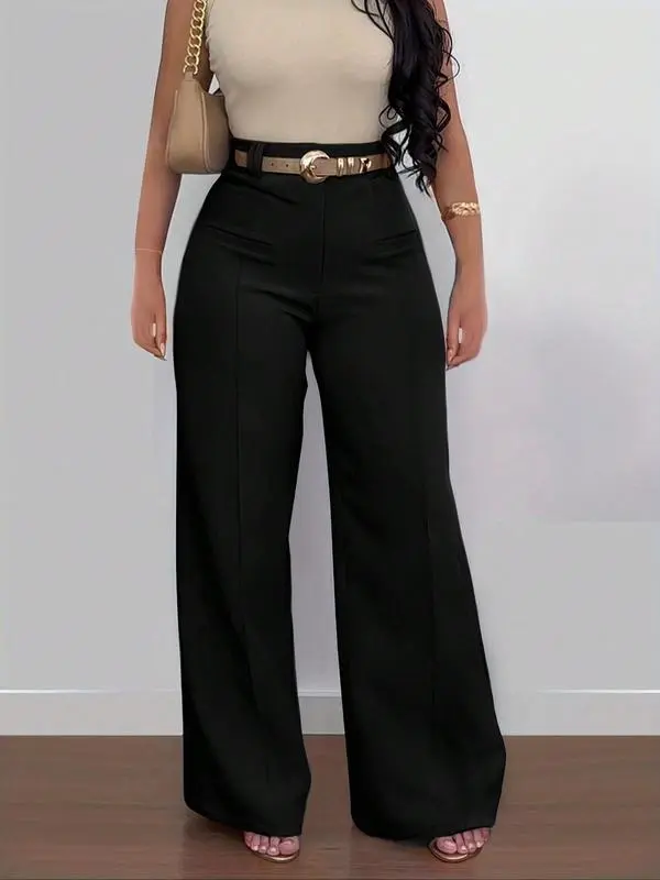 Women's Plain Pocket Wide Leg Fit Pants