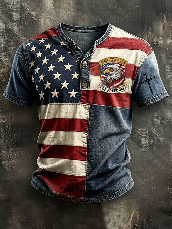 Men'S American Flag Printed Casual T-Shirt