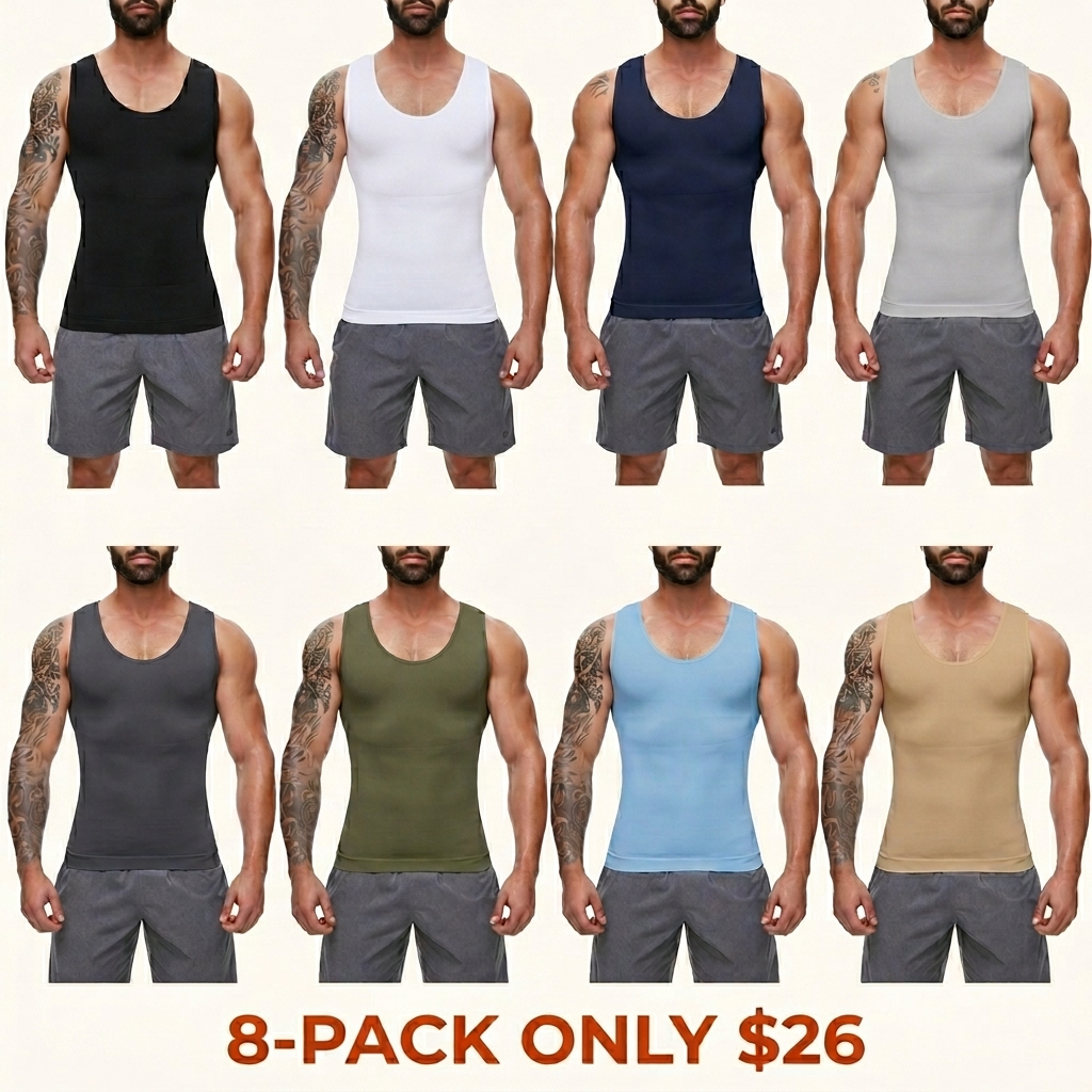 Men's Body-Shaping Vest — Moderate-Compression Shapewear. Crafted from comfortable, stretchy, and lightweight fabric that is breathable and gentle on the skin.
