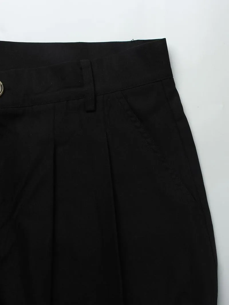 Men's Casual Versatile Solid Color Wide Leg Pants, Unique Button Design, Fitted Style