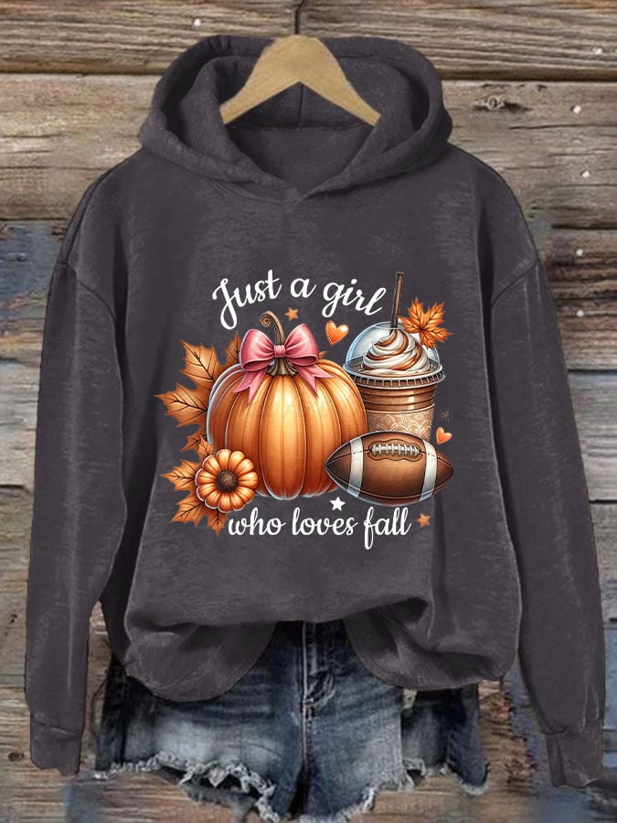 Women's Just A Girl Who Loves Fall Print Hoodie