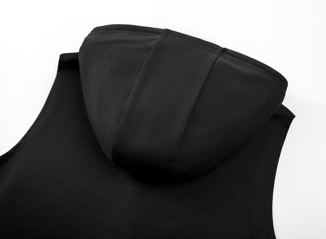 Men's Hoodie Short Set Workout Hooded Tank Top Solid Color 2 Piece Outfit Summer Sleeveless Tracksuits