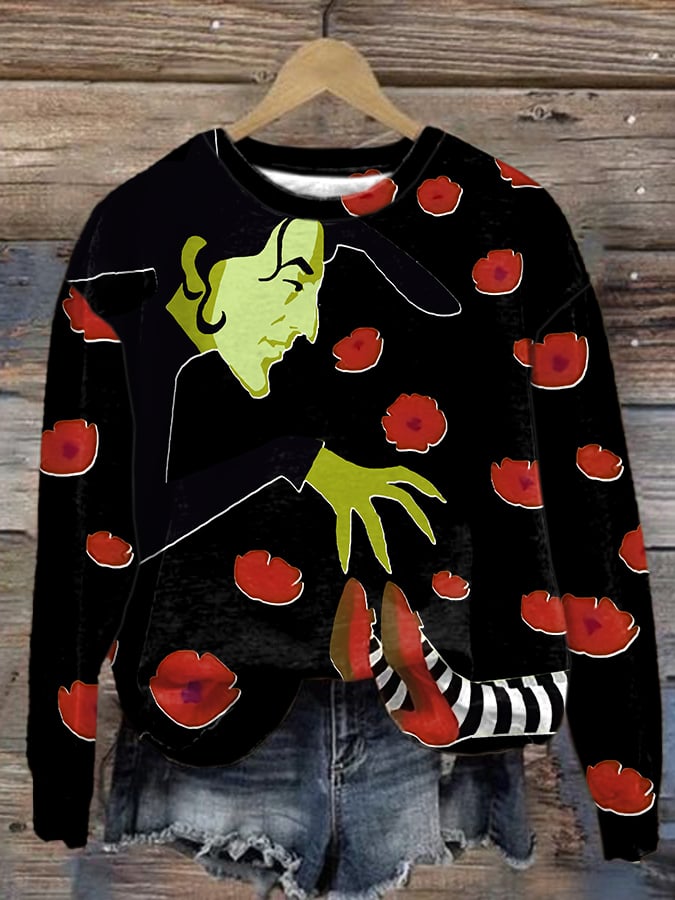 Women'S Halloween Printed Crew Neck Sweatshirt