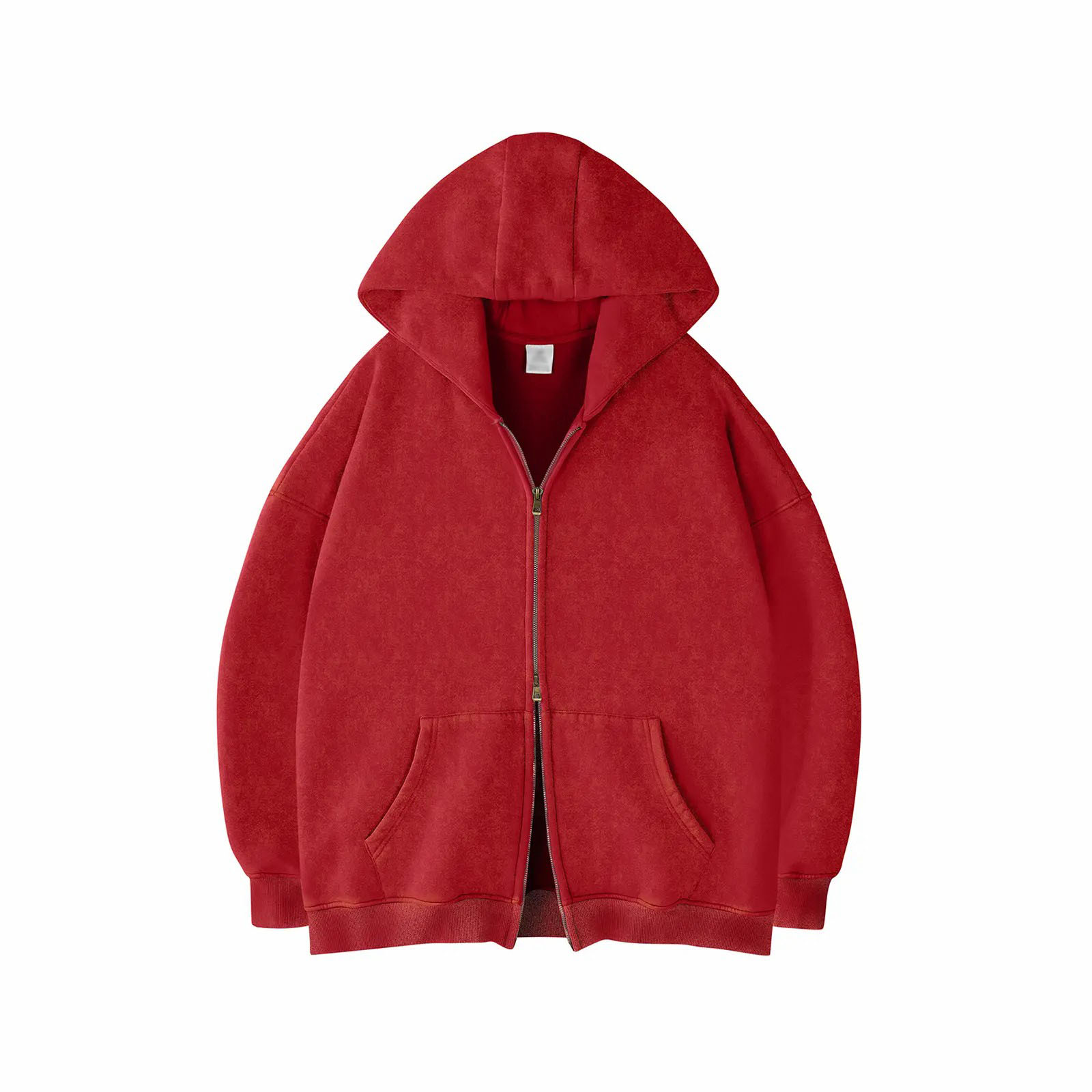 Unisex Acid Wash Oversized Zip-Up Hoodie – Heavyweight Fleece Cotton Sweatshirt