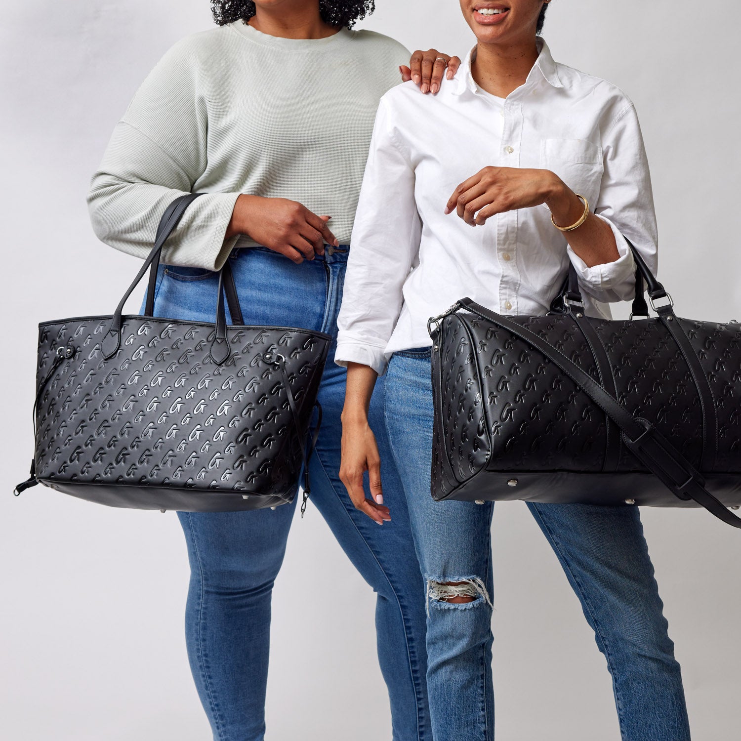 MONOGRAM GLAM TOTE - BLACK BLACK