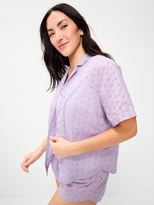 Classic Eyelet Sleep Short Set  Fresh Lilac