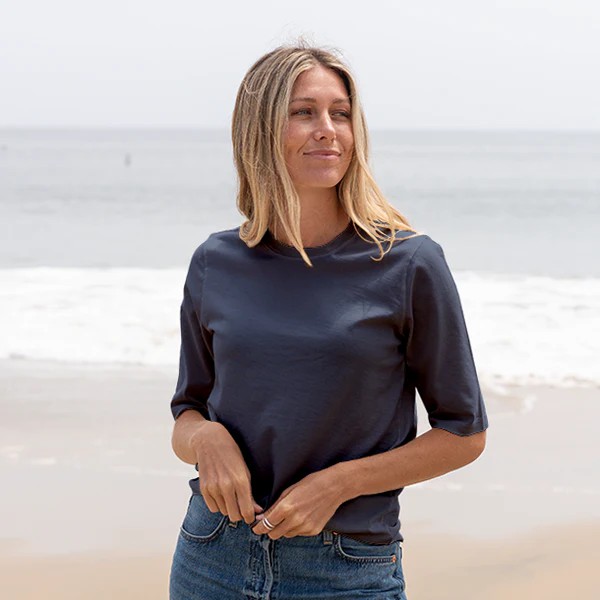 Womens Elbow Sleeve Crew Neck