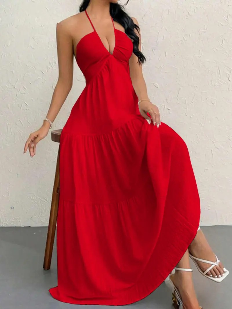 Women's Plain Sleeveless A-Line Dress – Casual Summer Mini