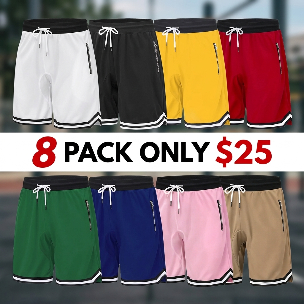 Men’s Casual Athletic Shorts With Zippered Pockets