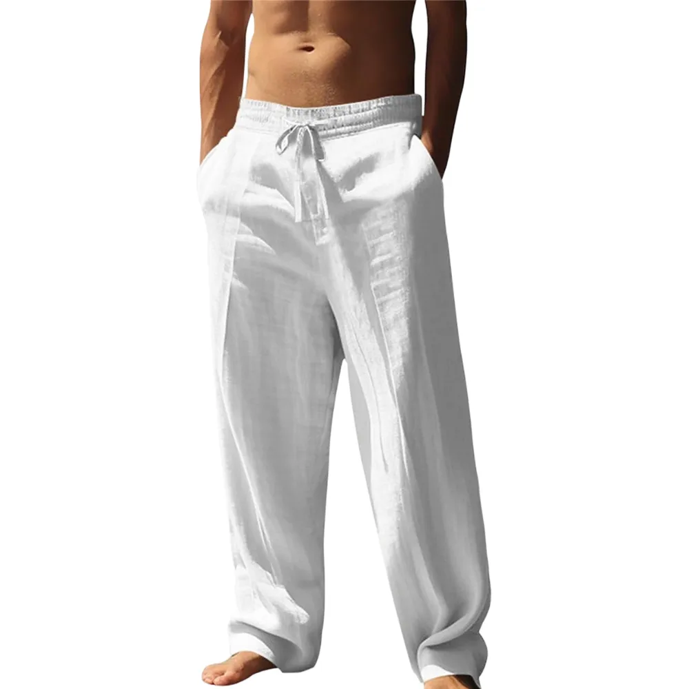 🔥8-pack $24 - Men's linen casual straight leg trousers