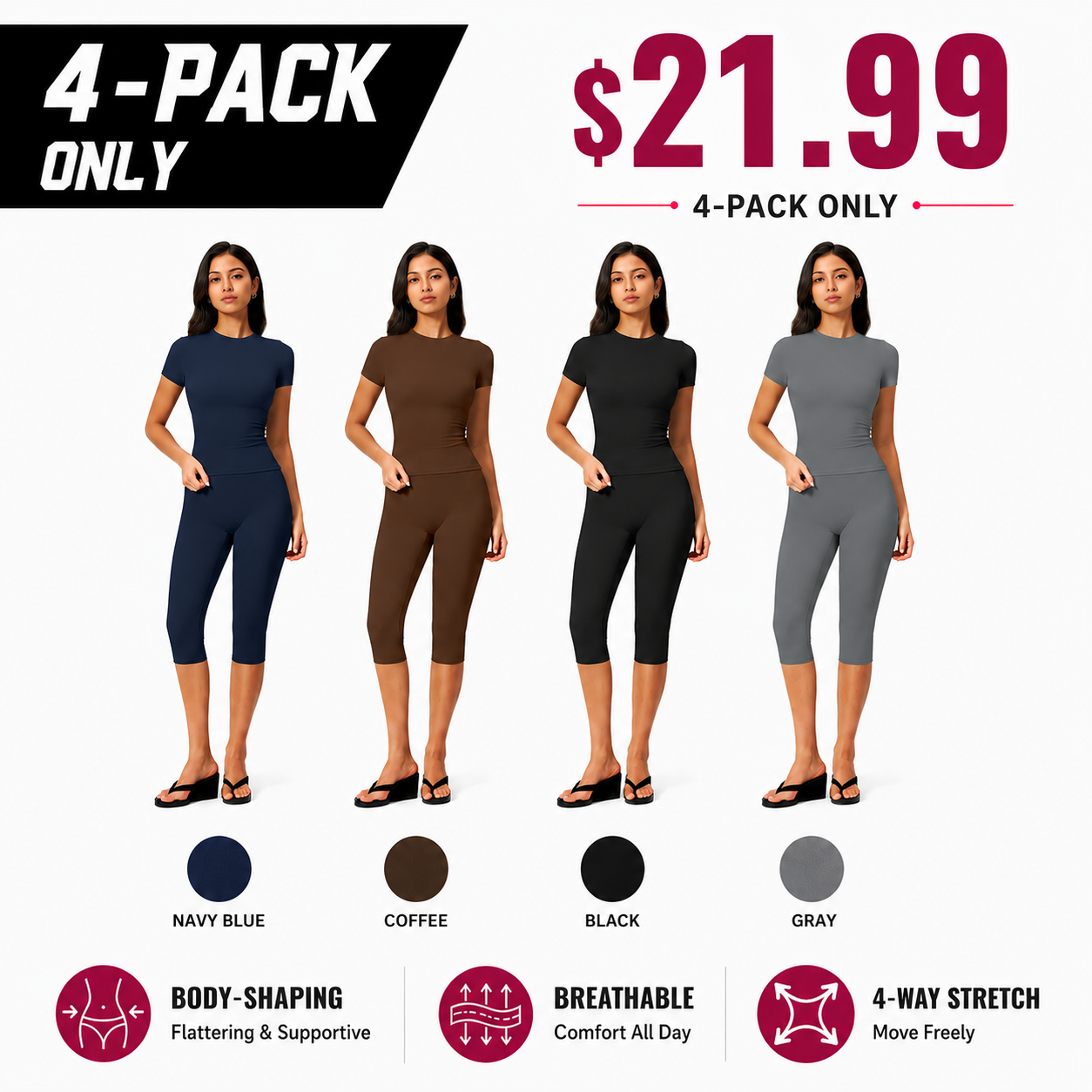 Breathable, form-fitting yoga set with versatile cropped leggings.