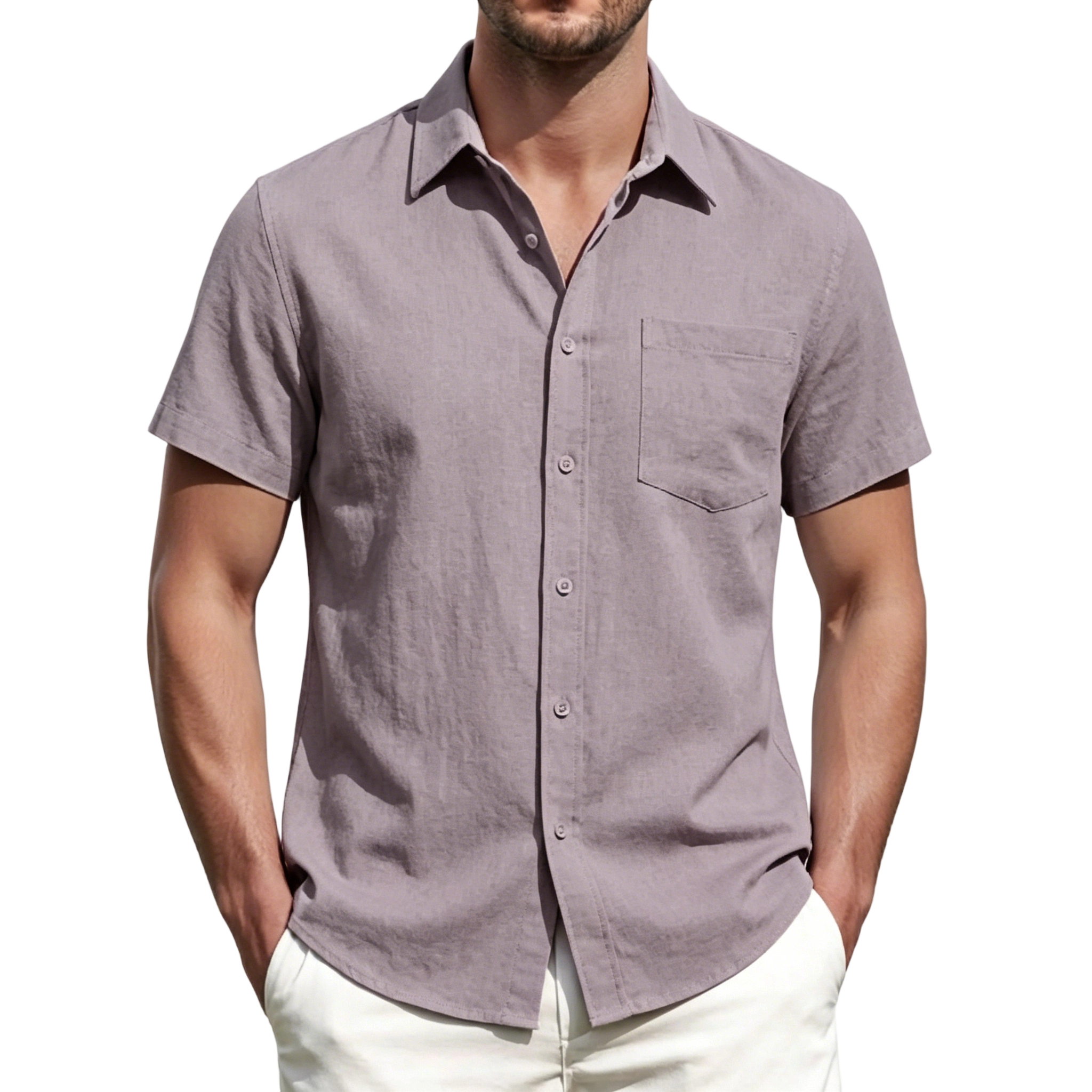 Men's Linen Short-Sleeve Shirts (Pack of 10) — Dress Shirts with Pockets