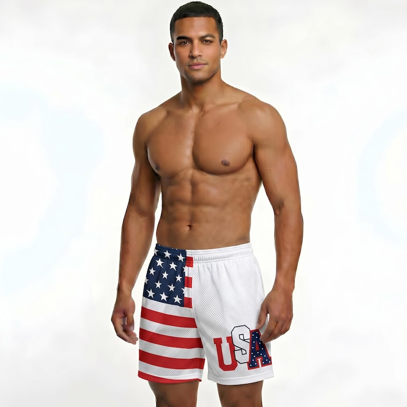 Couple Matching Swimsuit Set, American Flag USA Bikini and Shorts