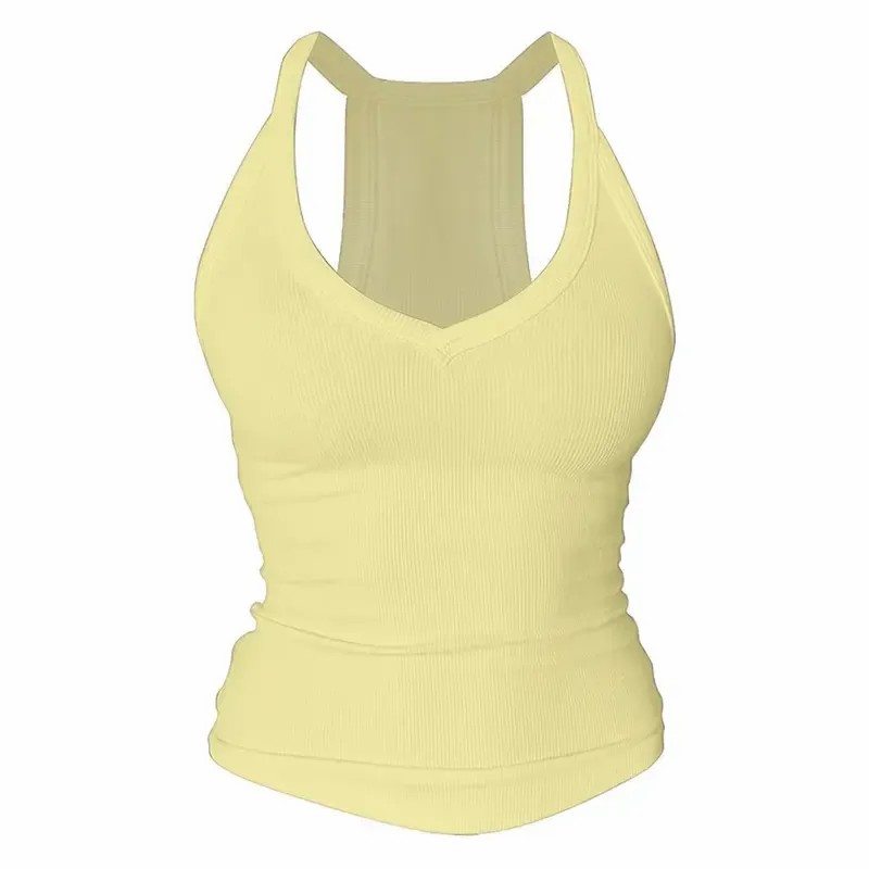 Built-in bust support, sleeveless backless slim-fit basic tank top