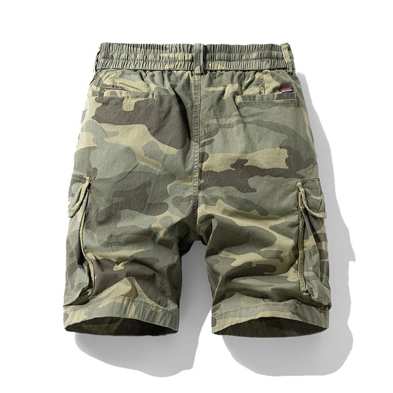 Men's Camouflage Cargo Shorts with Drawstring Elastic Waist