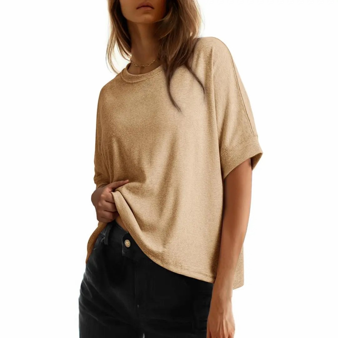 Women's Oversized Basic Tee – Soft Breathable Short Sleeve T-Shirt