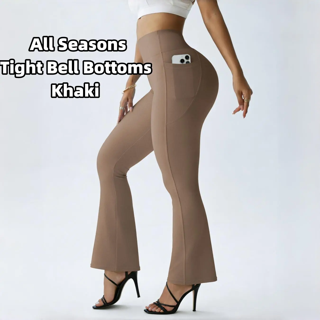 Women's High-Waisted Flared Pants (With Pockets)