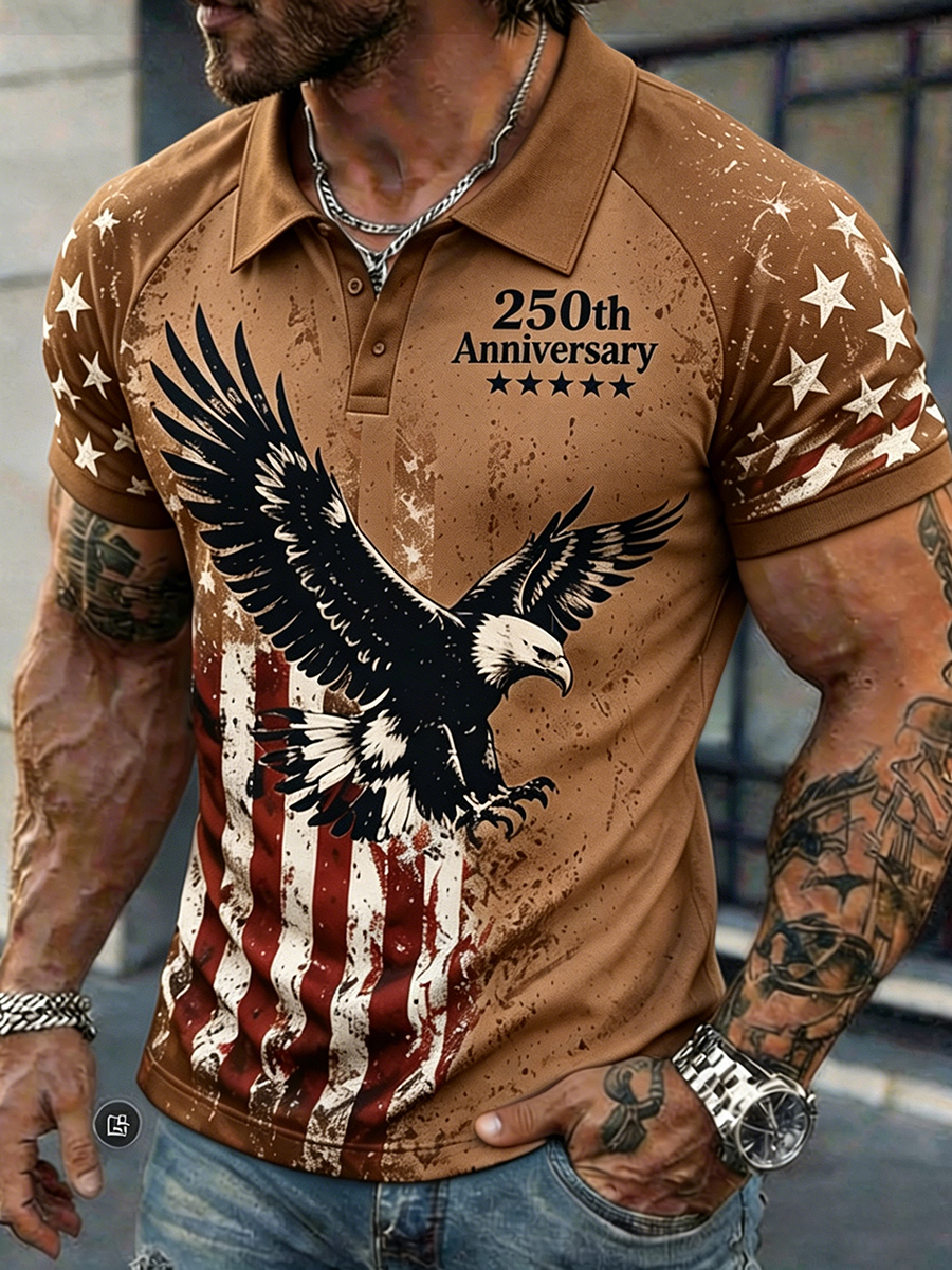Men's 250th Anniversary Eagle American Flag Polo Shirt